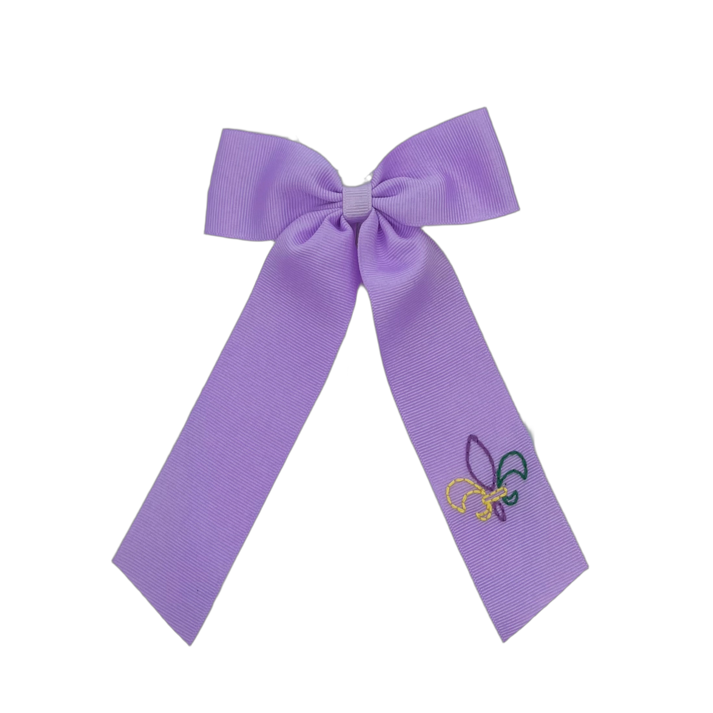 Lavender Fleur De Lis Medium Tail Bow