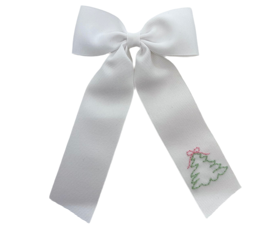 Christmas Tree White Tail Bow