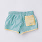 Green Gingham Swim Trunk