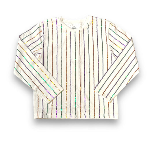 Mom Mardi Gras Stripe Sequin Tee