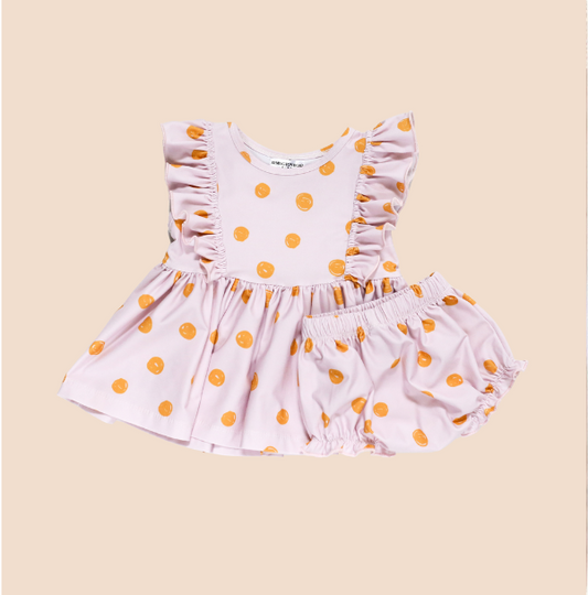 Maize Dot Ruffled Lap Dress