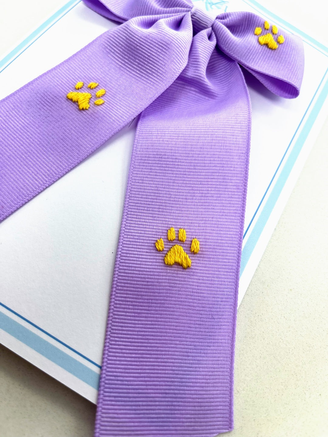 Lavender & Gold Paws Tail Bow