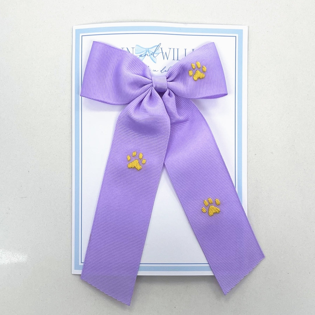 Lavender & Gold Paws Tail Bow