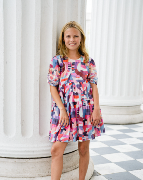 Layla Pink Wavy Line Dress