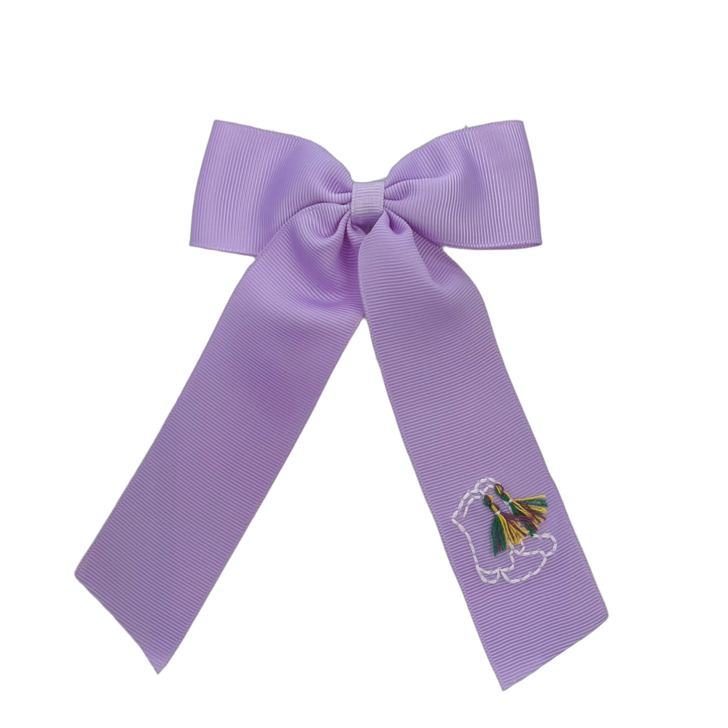 Lavender Mardi Gras Boots Medium Tail Bow