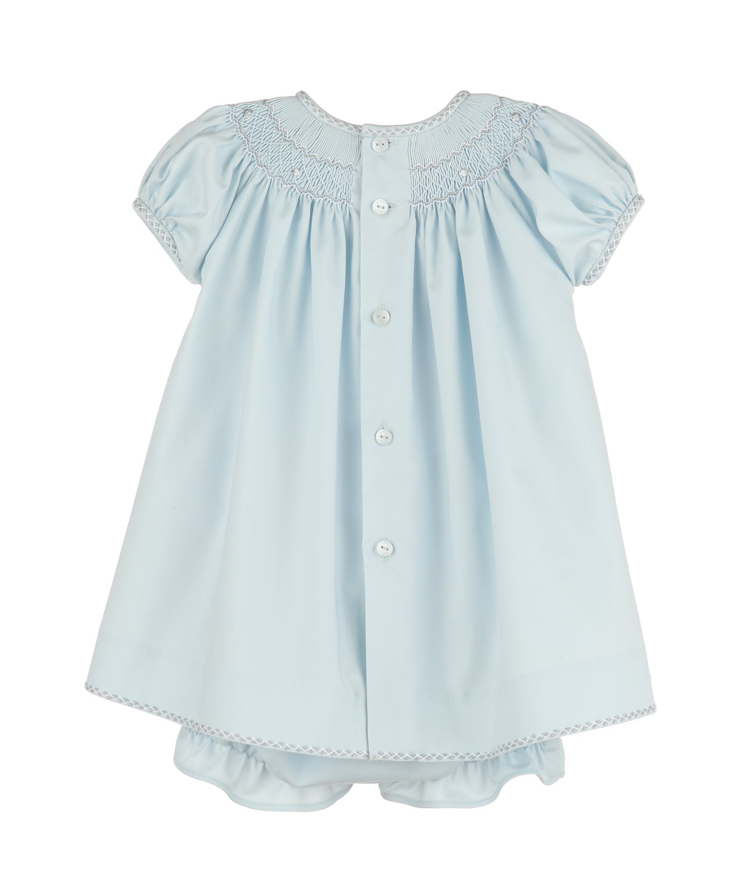 Blue Flowers Smock Bishop with Bonnet