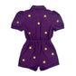 Purple and Gold Star Patch Romper