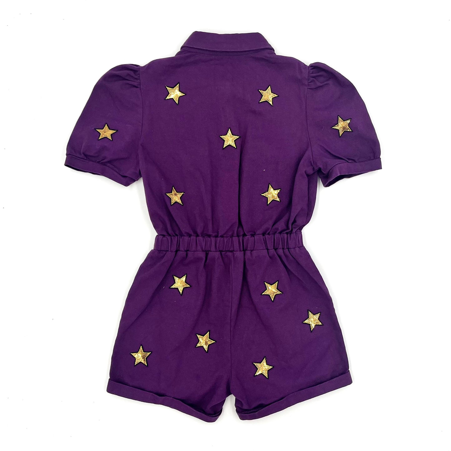 Purple and Gold Star Patch Romper