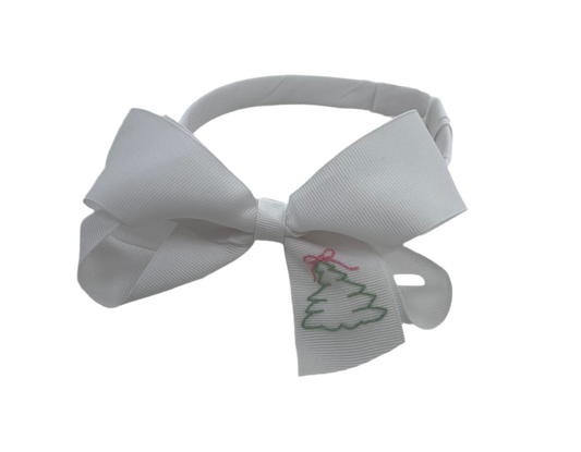 Christmas Tree Via Headband Bow