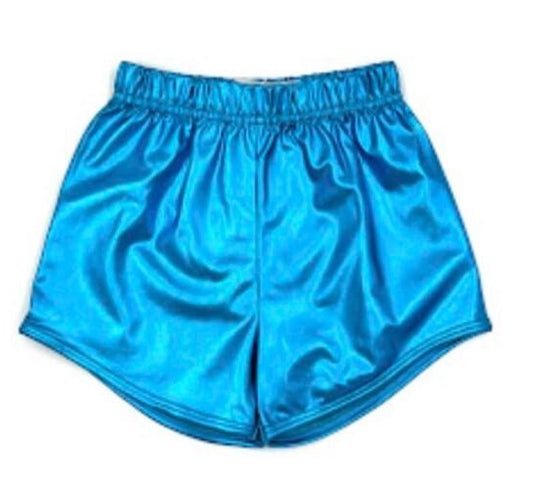 Aqua Metallic Wind Shorts