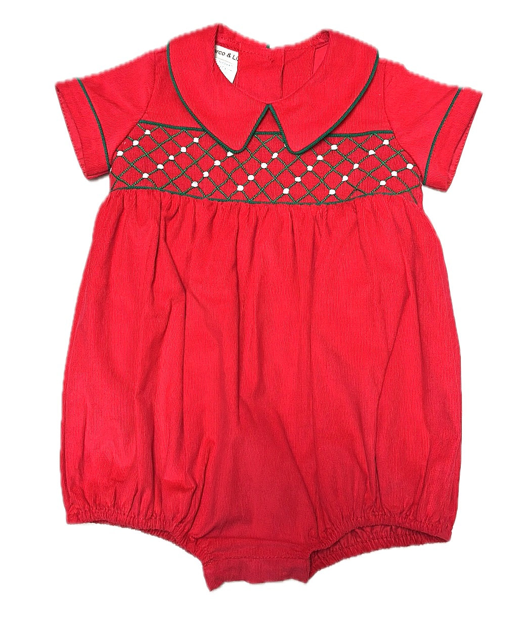 Christmas Red Corduroy Boy’s Romper