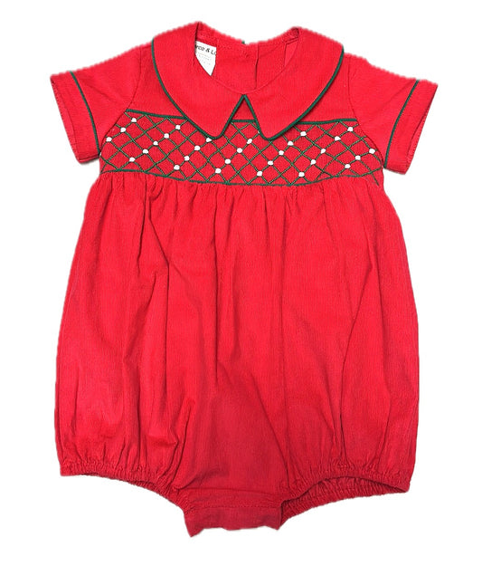 Christmas Red Corduroy Boy’s Romper