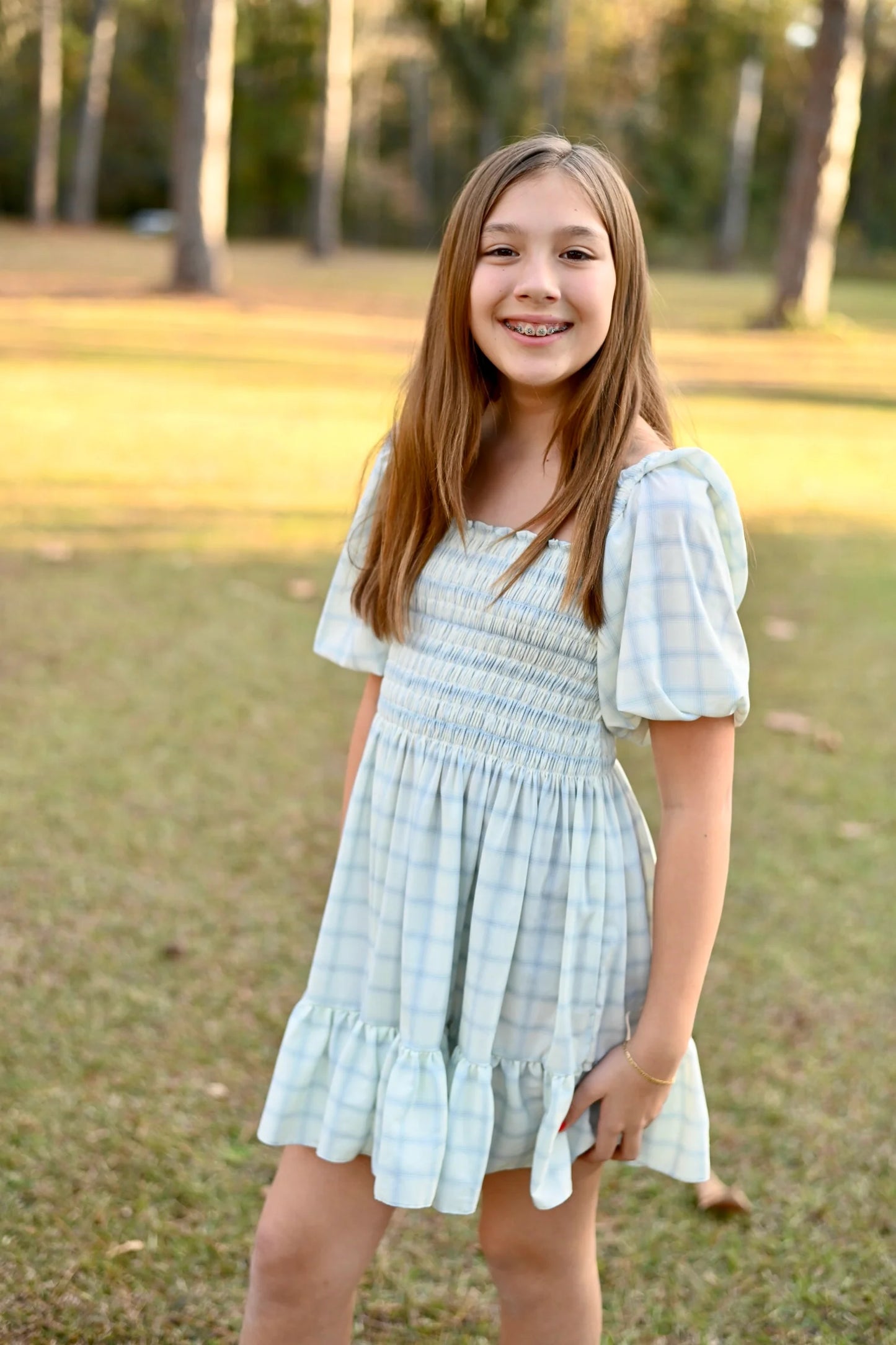 White Plaid Tanner Dress