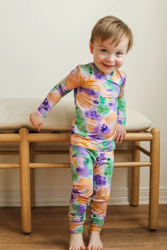 Mardi Gras Ink Splat 2pc Pajama