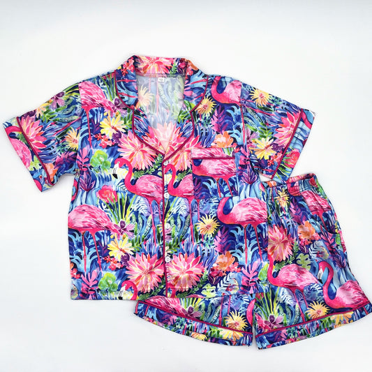 Flamingo Floral Silky PJ Set