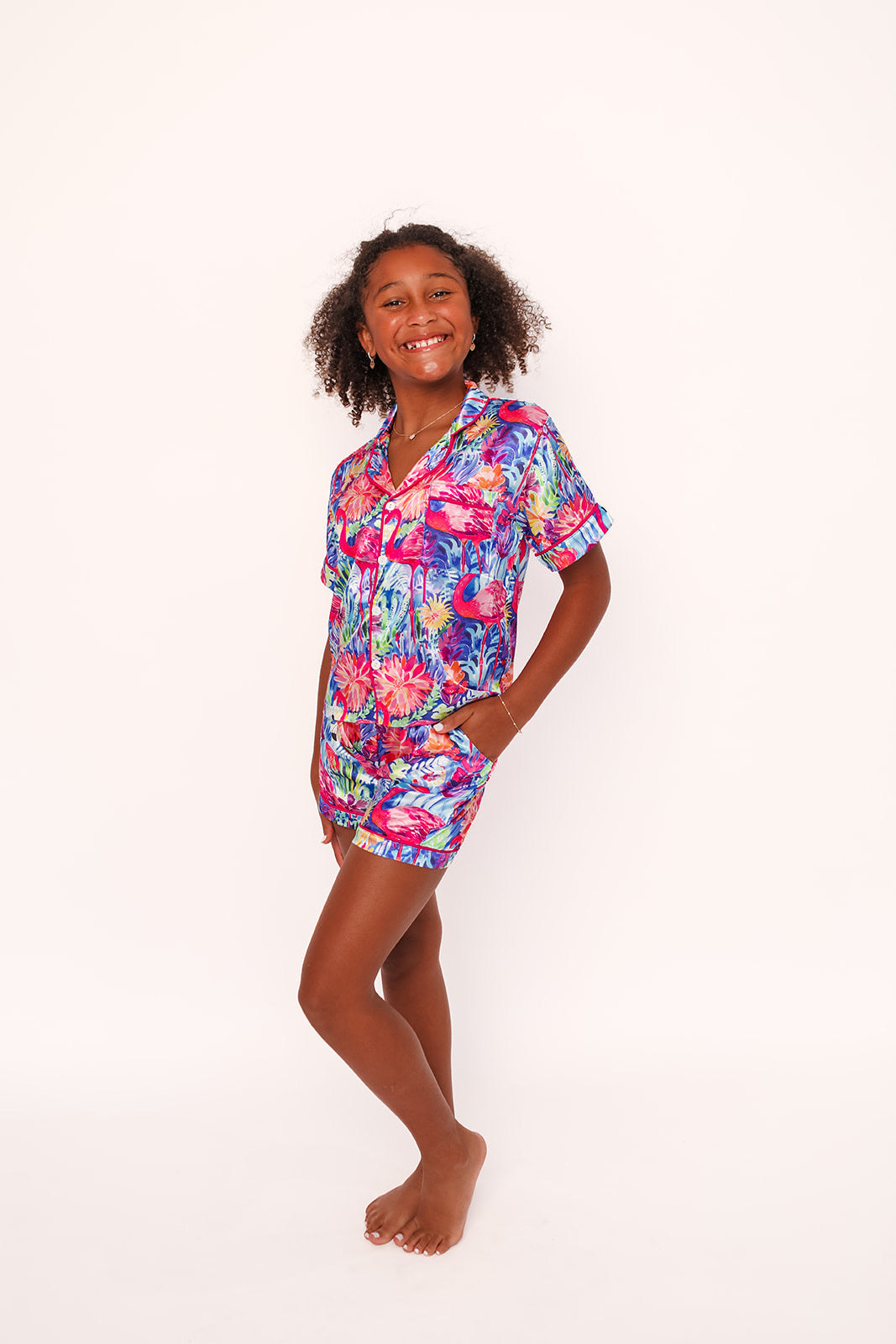 Flamingo Floral Silky PJ Set