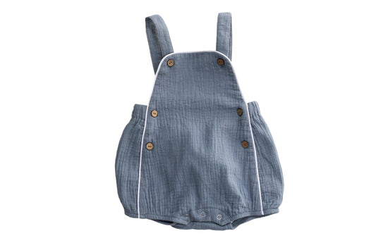 Dusty Blue Overalls Romper