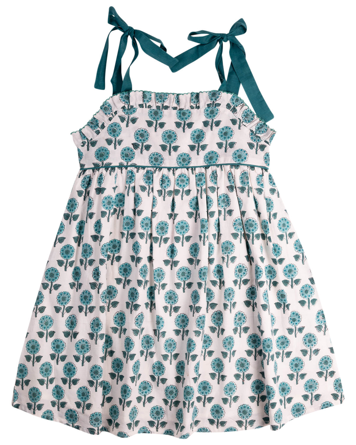 Teal Floral Block Dress