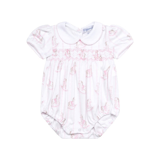 Pink Rocking Horse Smocked Bubble