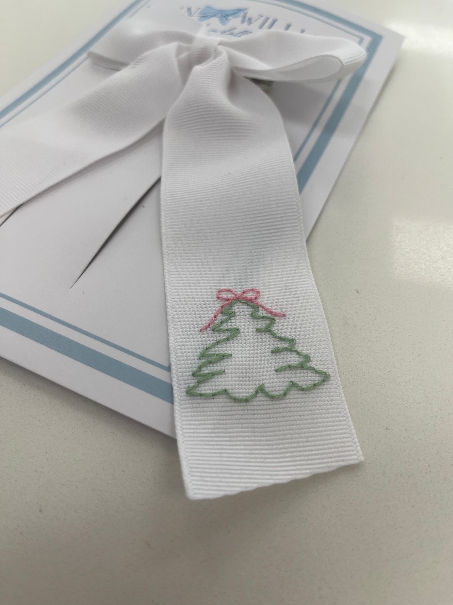 Christmas Tree White Tail Bow