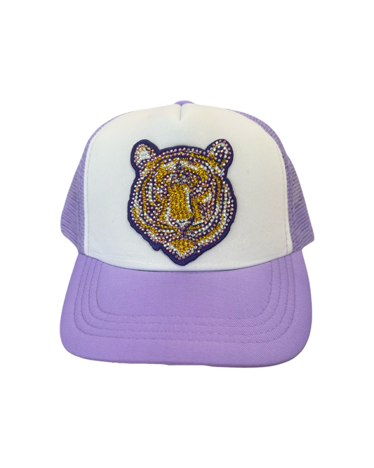 Rhinestone Tiger Lavender Trucker