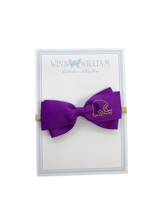 Purple & Gold Helmet Lottie Headband Bow