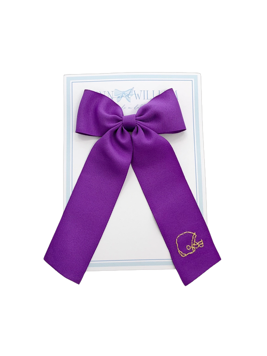 Purple & Gold Helmet Tail Bow