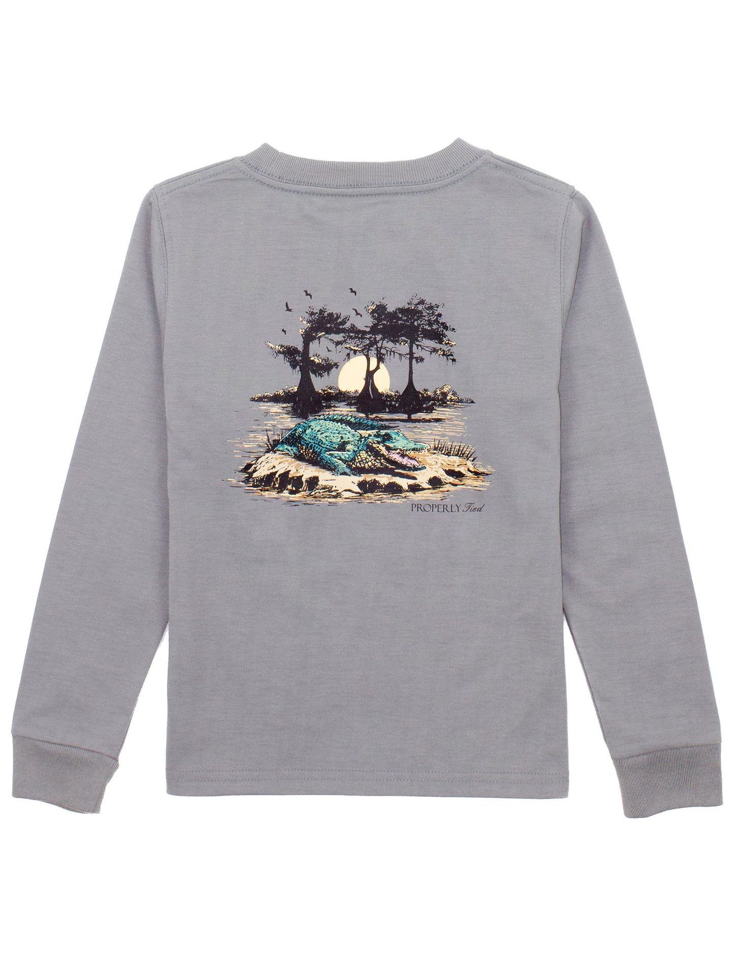 Bayou Gator LS Tee Battleship Grey