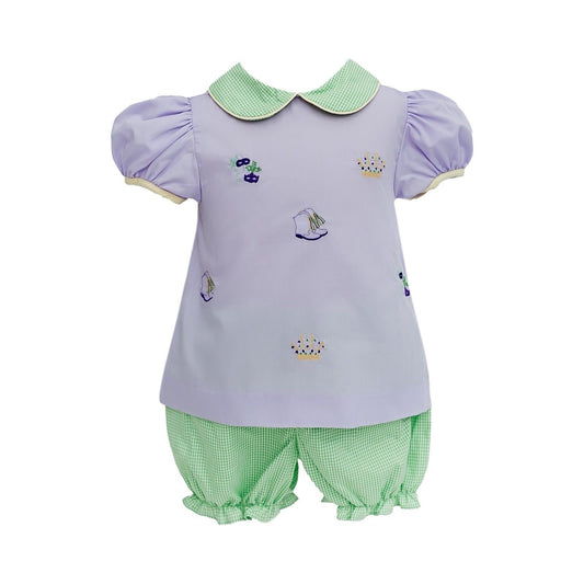 Mardi Gras Lavender Embroidered Bloomer Set