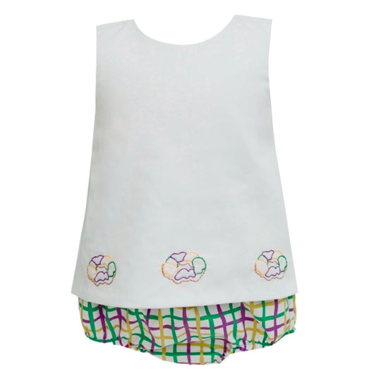 King Cake Mardi Plaid Diaper Set