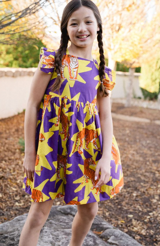 Maya Purple Tiger Dress
