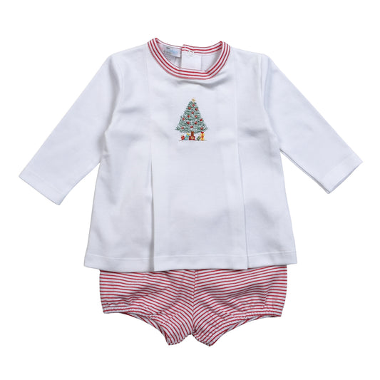 Christmas Tree Hand Embroidered Pima Bloomers Set