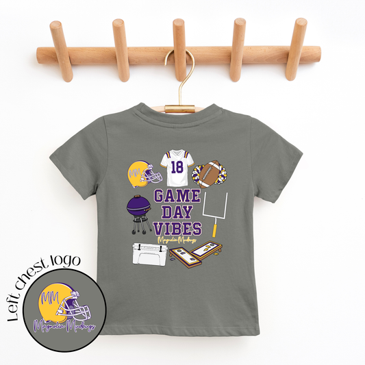 Game Day Vibes | Purple + Gold | Football Kid’s Tee