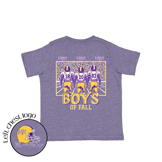 Boys of Fall | Purple + Gold | Football Kid’s Tee