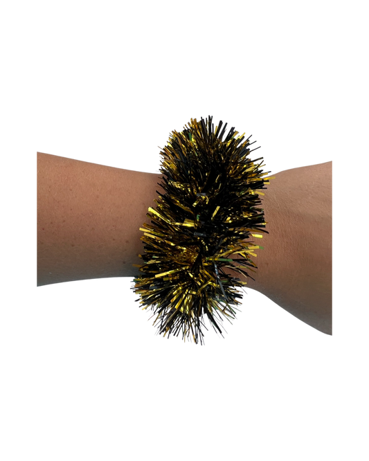 Black & Gold Tinsel Scrunchie