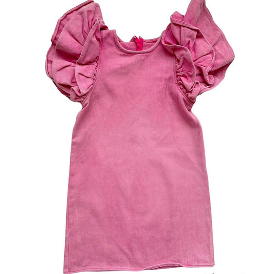 Pink Princess Denim Ruffle Dress