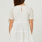 Textured Stripe Tie Sleeve Tiered Dress