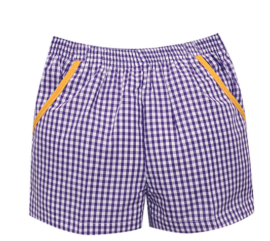 Purple & Gold Gingham Shorts