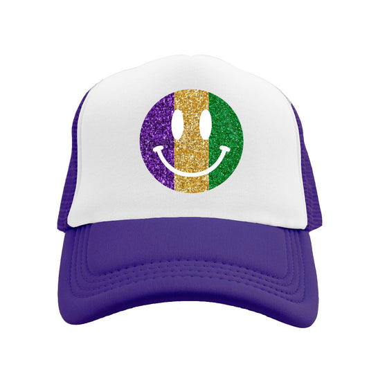 Rhinestone Smiley Mardi Gras Trucker