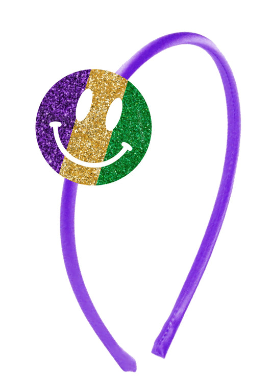 Rhinestone Smiley Mardi Gras Headband