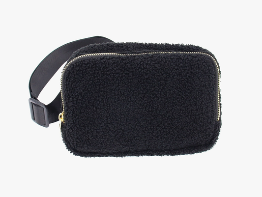 Black Sherpa Varsity Waist Bag