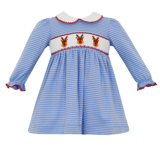 Reindeer Blue Stripe Knit Dress