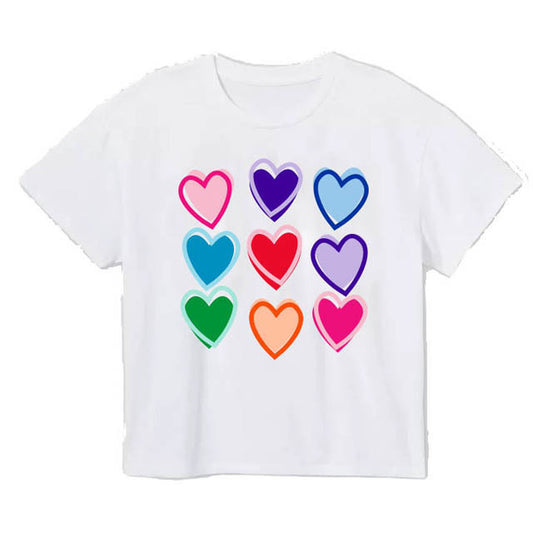 Sequin Rainbow Hearts Boxy Tee