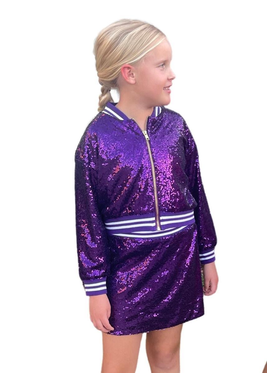 Purple Sequin Crop Jacket