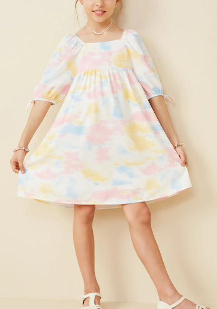 Cloudy Tie Dye Square Neck Dress