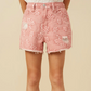 Floral Printed Distressed Denim Shorts