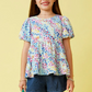 Abstract Multi Color Dot Peplum Top