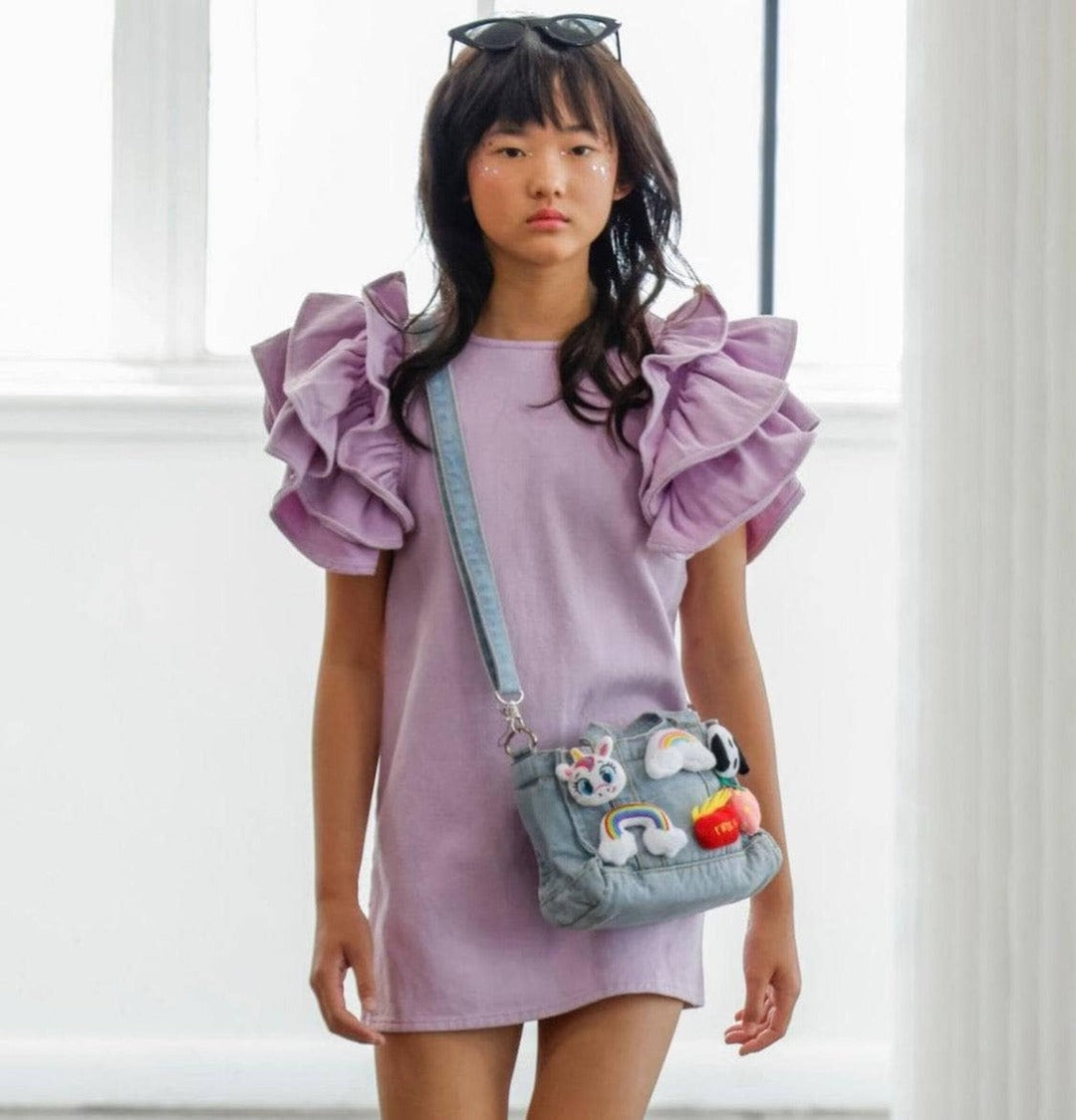 Lavender Haze Ruffle Denim Dress