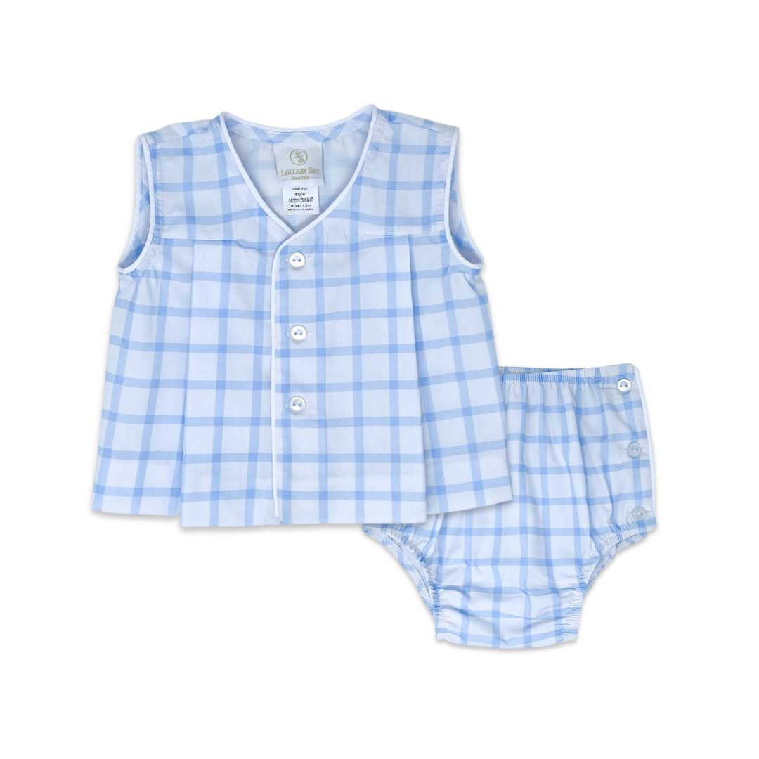 Whales Blue Windowpane Jack Diaper Set