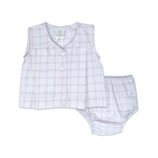 Wilmington Pink Windowpane Jill Diaper Set